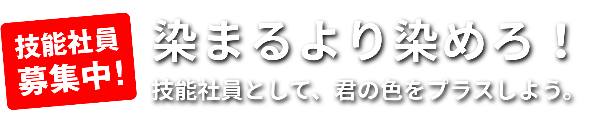 染まるより染めろ！技能社員として君の色をプラスしよう。